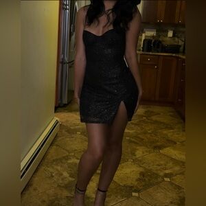 PIXIE MINI DRESS - BLACK SPARKLE